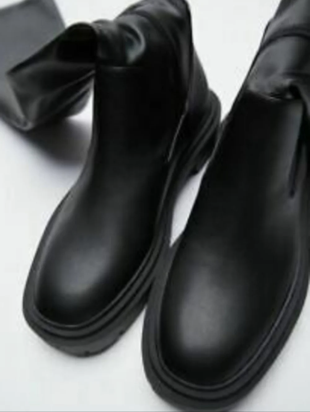 NWT Zara Black over the knee boots flat low heel black size 10/41